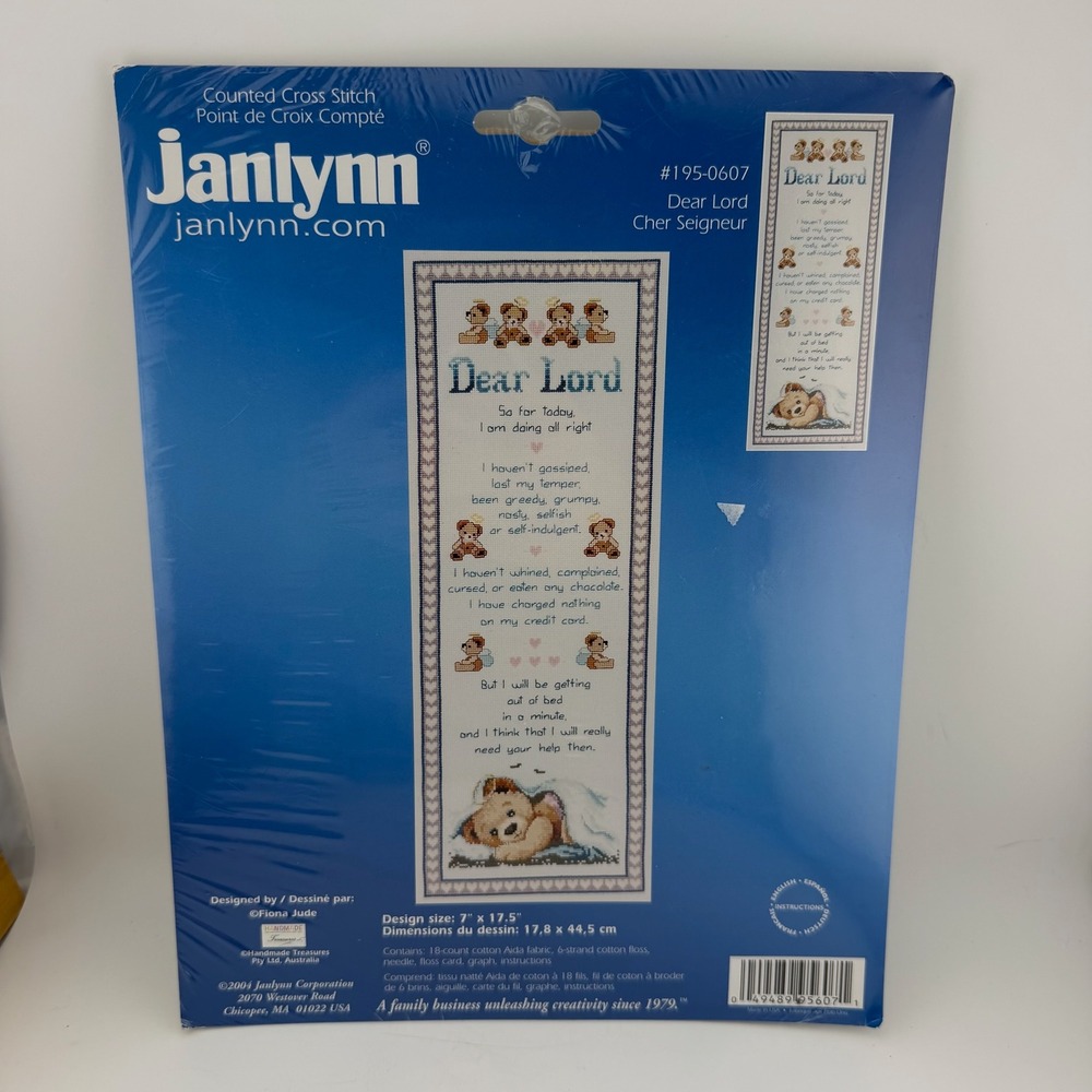 Janlynn Unisex OS Blue Dear Lord Teddy Bear Counted Cross Stitch Kit 195-0607